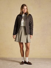 Joules Braemar Luxe Chocolate Brown Showerproof Diamond Quilted Coat - Image 3 of 11