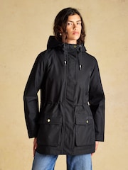 Joules Portwell Black Waterproof Raincoat With Hood - Image 1 of 9