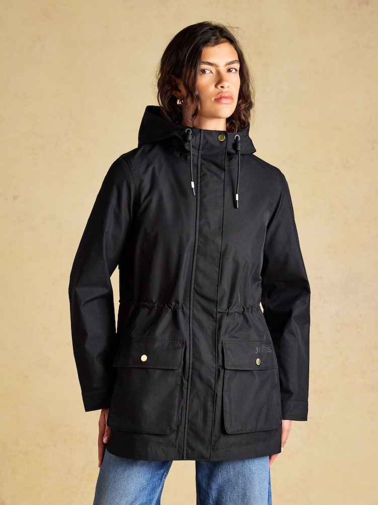 Joules Portwell Black Waterproof Raincoat With Hood - Image 1 of 9 Joules Portwell Black Waterproof Raincoat With Hood - Image 1 of 9