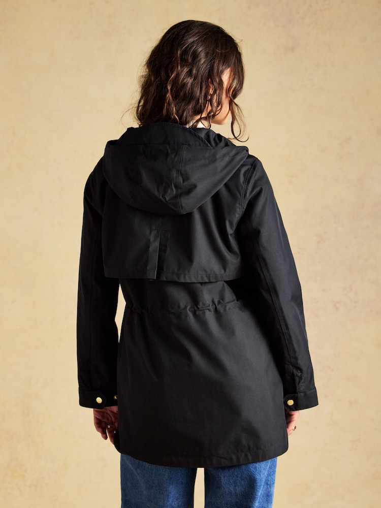 Joules Portwell Black Waterproof Raincoat With Hood - Image 2 of 9 Joules Portwell Black Waterproof Raincoat With Hood - Image 2 of 9
