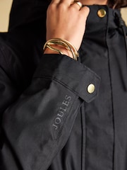 Joules Portwell Black Waterproof Raincoat With Hood - Image 3 of 9
