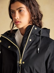 Joules Portwell Black Waterproof Raincoat With Hood - Image 4 of 9