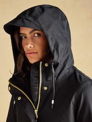 Joules Portwell Black Waterproof Raincoat With Hood - Image 7 of 9