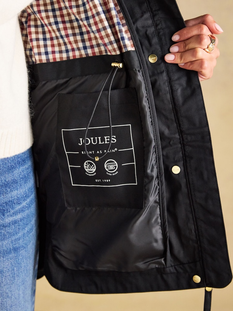 Joules Portwell Black Waterproof Raincoat With Hood - Image 9 of 9 Joules Portwell Black Waterproof Raincoat With Hood - Image 9 of 9