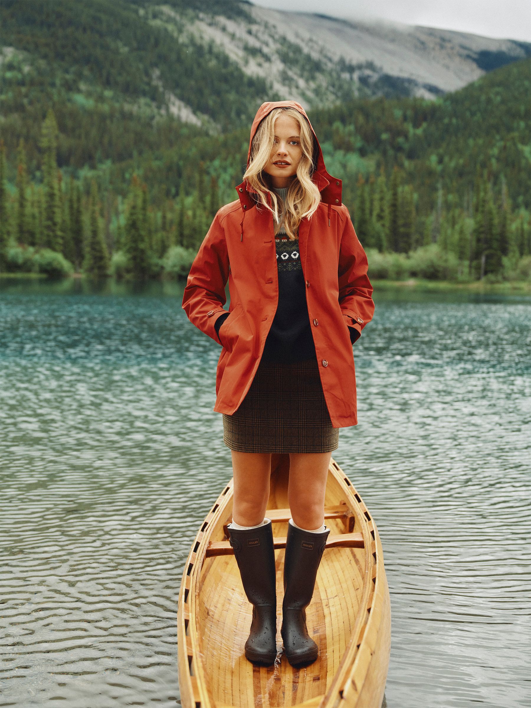 Joules Rainmore Rust Red Waterproof Button Through Raincoat