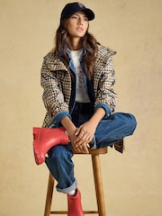 Marrone a quadri - Impermeabile ripiegabile Joules Everdry con cappuccio - Immagine 3 di 10