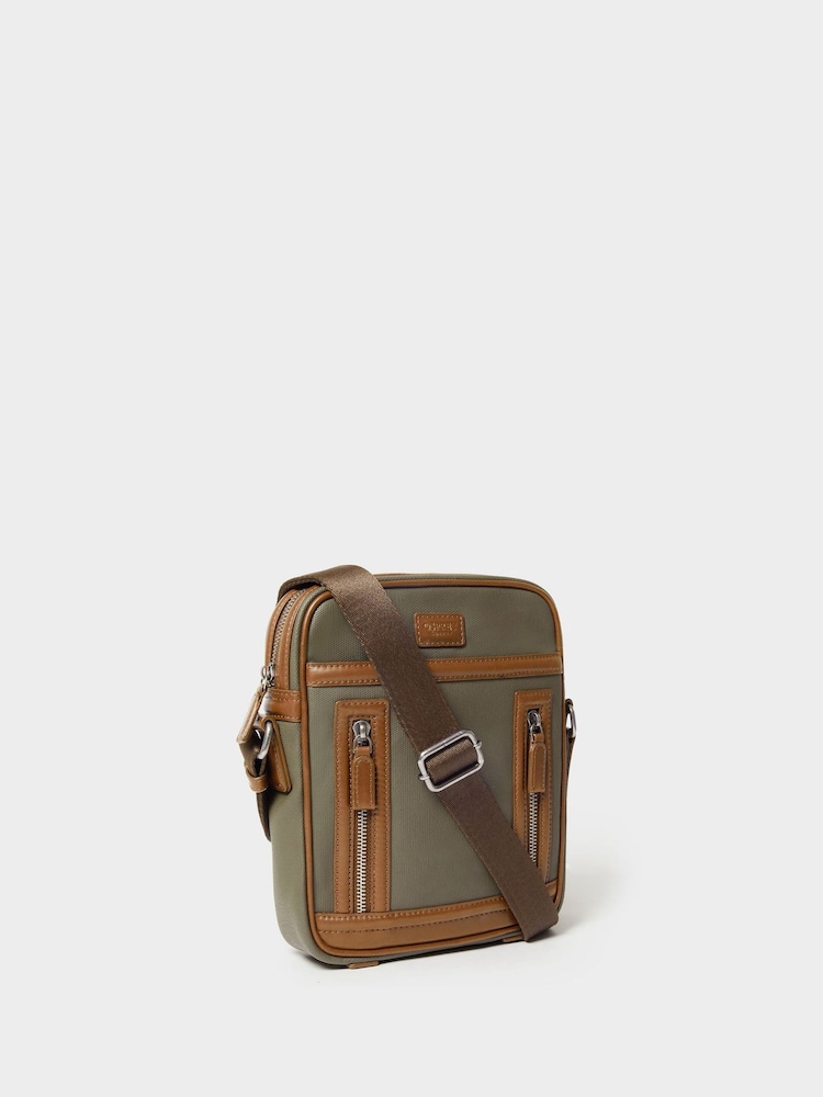 Osprey London Green The Frontline Waxed Canvas & Leather Messenger Bag - Image 2 of 5 Osprey London Green The Frontline Waxed Canvas & Leather Messenger Bag - Image 2 of 5