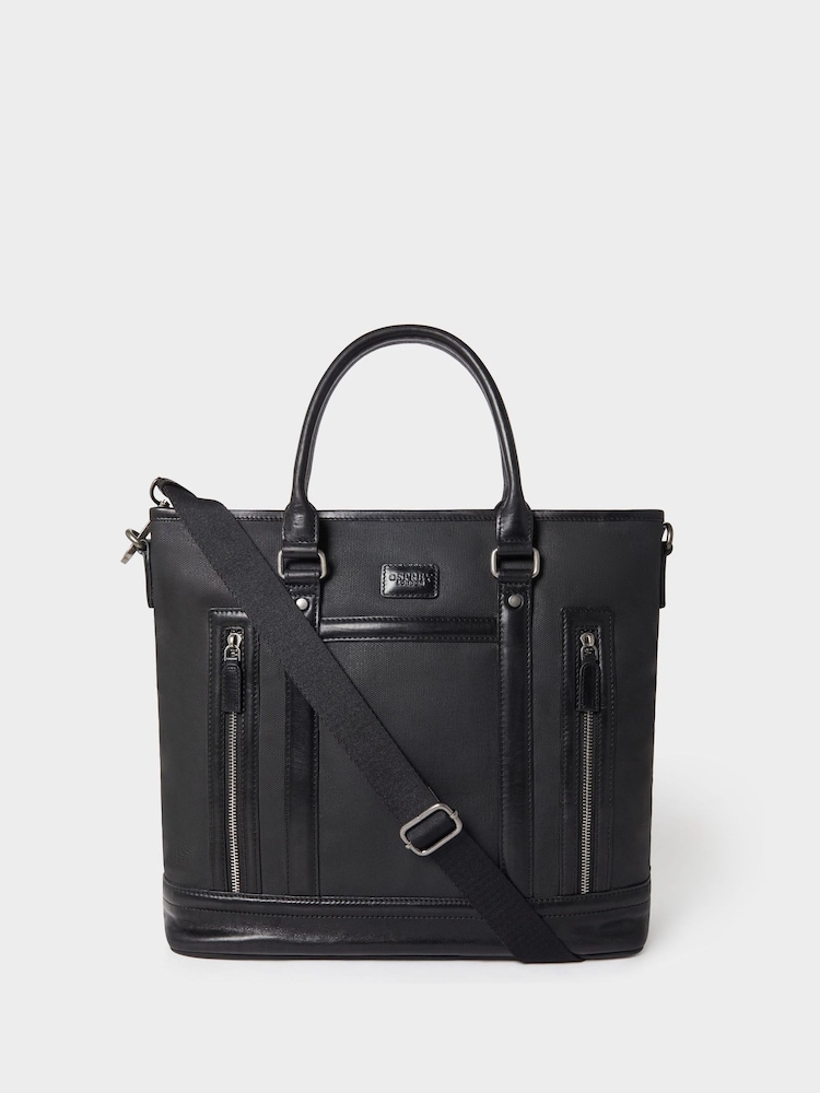 Osprey London The Frontline Large Waxed Canvas & Leather Black Workbag - Image 1 of 6 Osprey London The Frontline Large Waxed Canvas & Leather Black Workbag - Image 1 of 6
