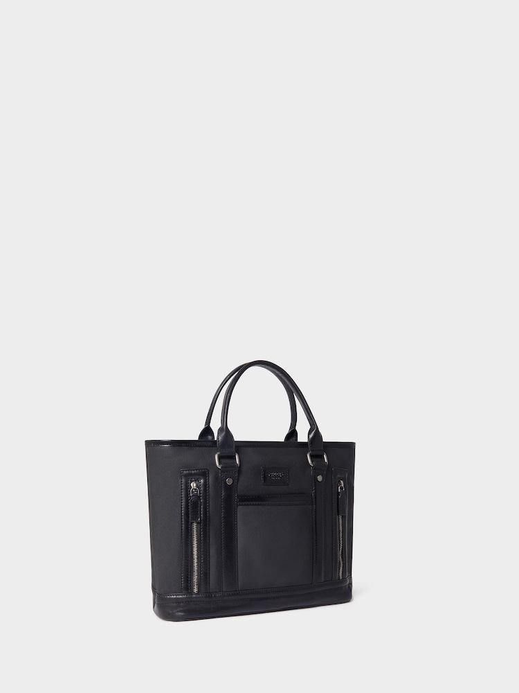 Osprey London The Frontline Small Waxed Canvas & Leather Black Workbag - Image 2 of 5 Osprey London The Frontline Small Waxed Canvas & Leather Black Workbag - Image 2 of 5