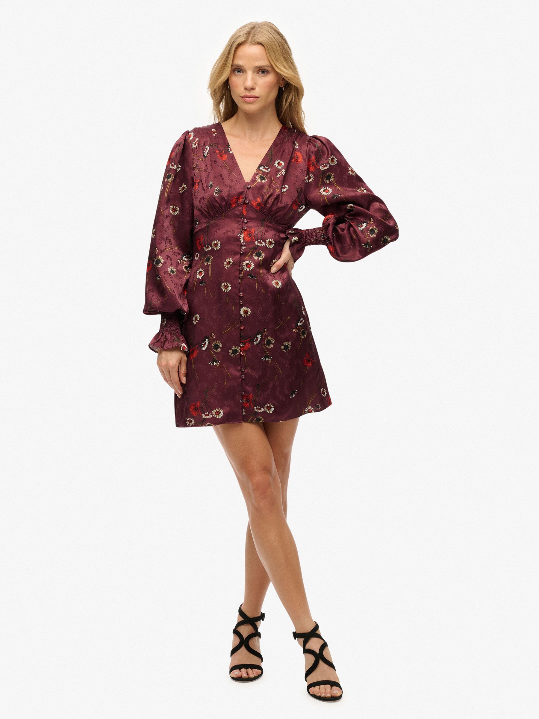 Superdry Women's Black Jacquard Long Sleeve Mini Dress