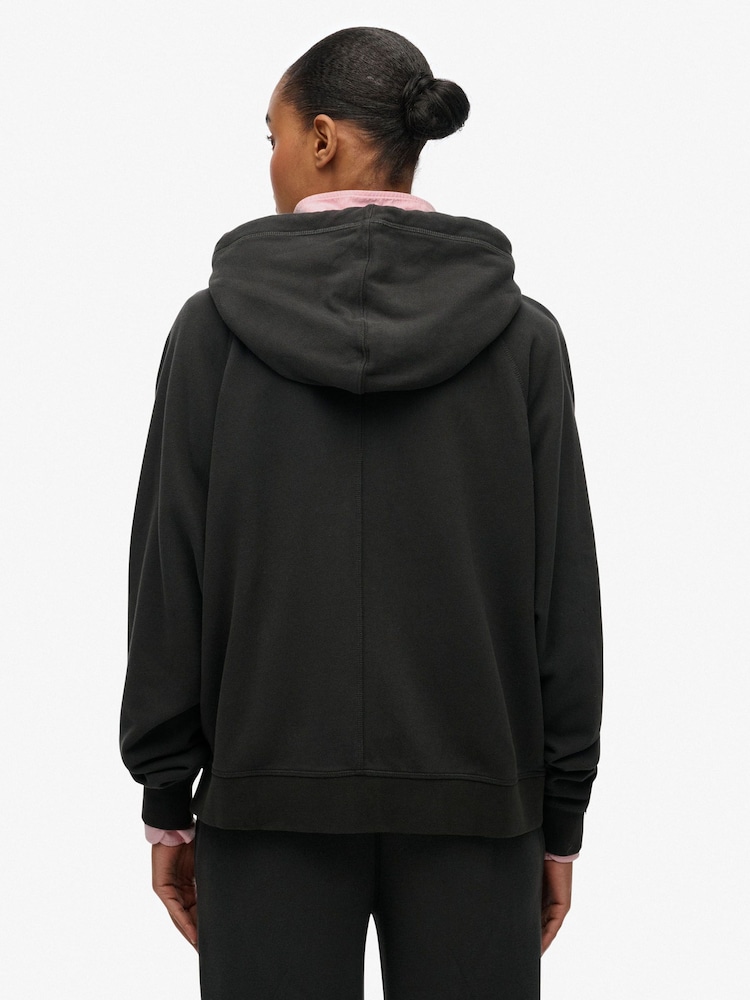 Superdry Grey Studios Relaxed Zip Hoodie - Image 2 of 7 Superdry Grey Studios Relaxed Zip Hoodie - Image 2 of 7