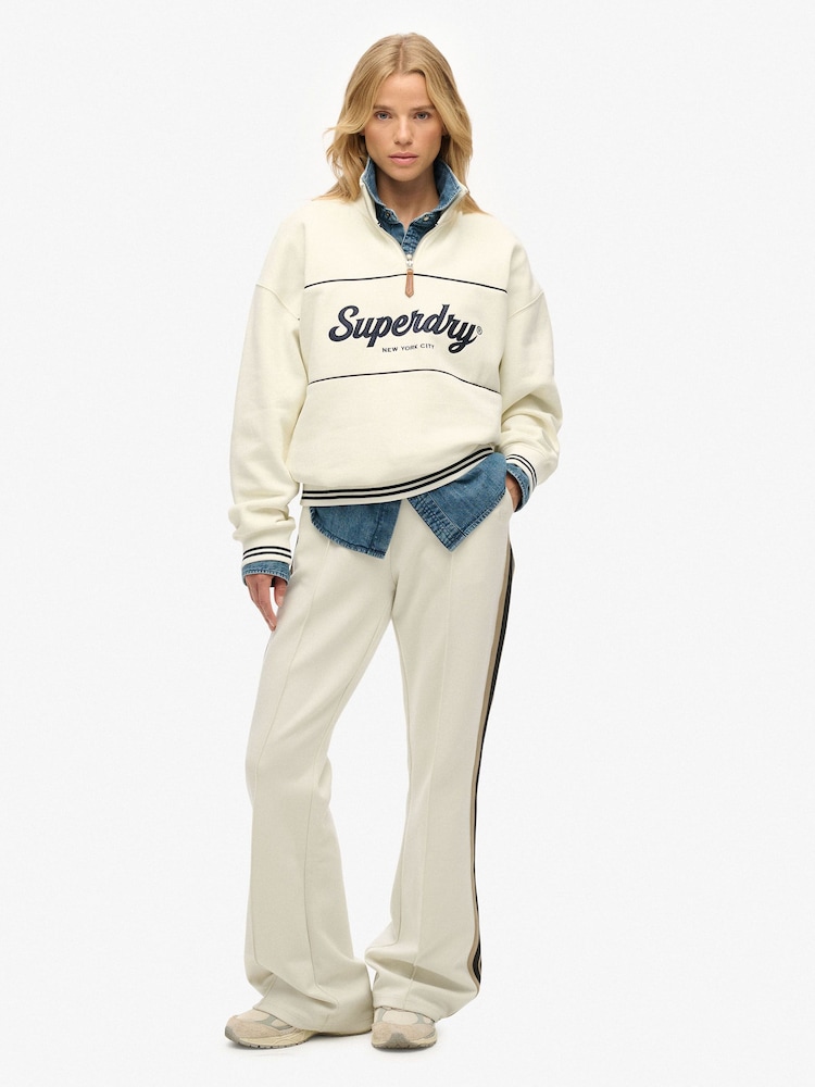 Superdry White Studios Stripe Straight Joggers - Image 1 of 8 Superdry White Studios Stripe Straight Joggers - Image 1 of 8