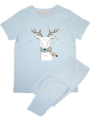 Brands In Blue Christmas Reindeer Snowflakes Pyjamas - Image 3 of 4