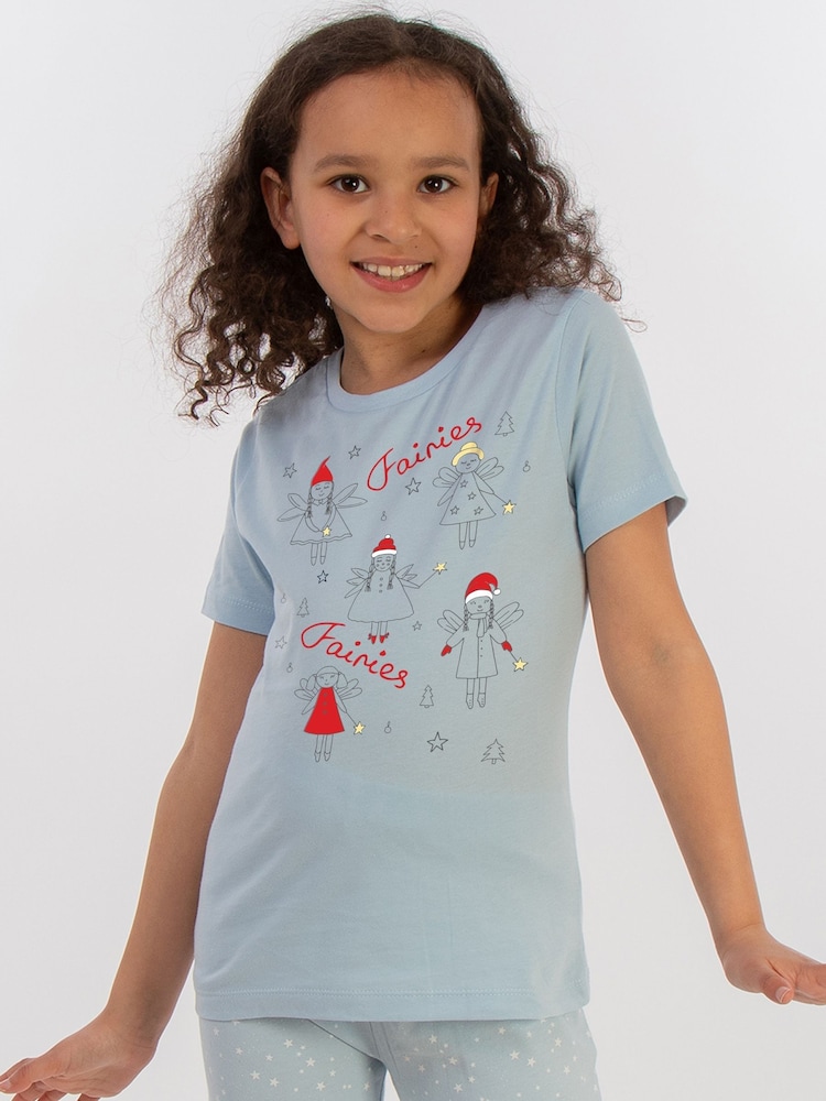 Brands In Blue Christmas Fairies Drawings Pyjamas - Image 1 of 4 Brands In Blue Christmas Fairies Drawings Pyjamas - Image 1 of 4