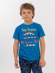 Brands In Blue Christmas Toy Trains Pyjamas - Image 2 of 3