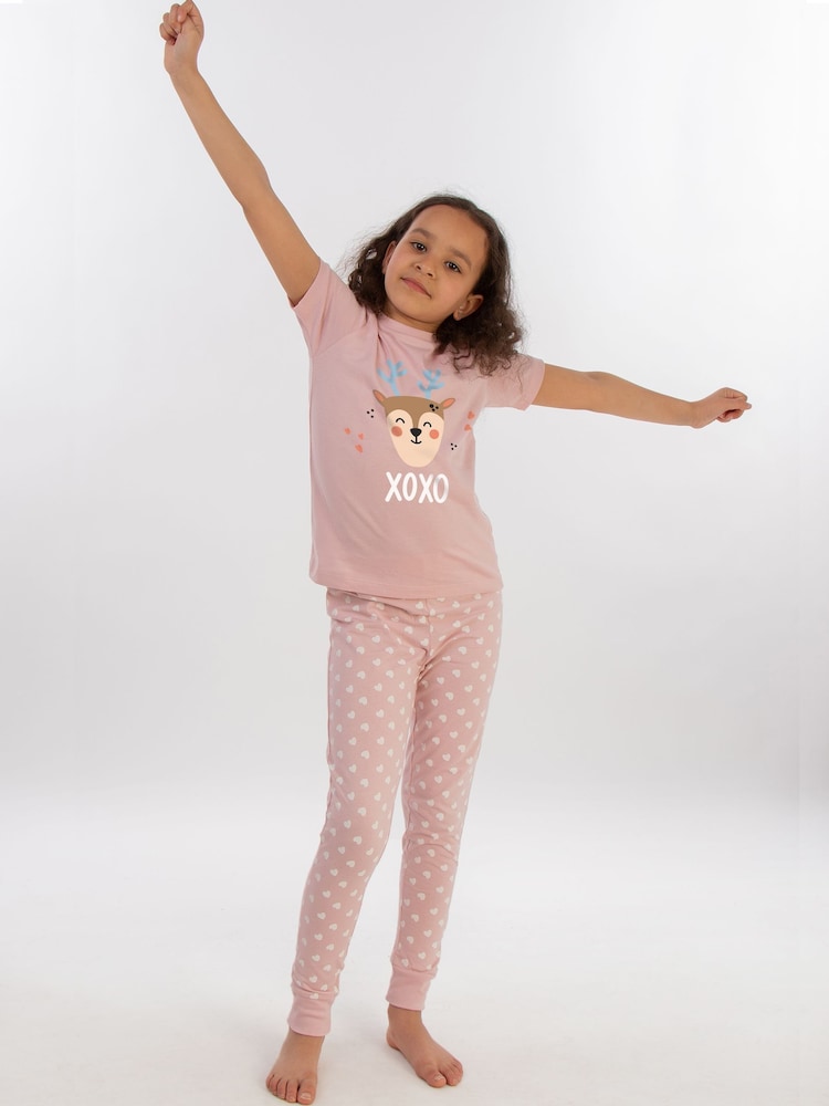 Brands In Pink Christmas Cute Reindeer XOXO Pyjamas - Image 2 of 4 Brands In Pink Christmas Cute Reindeer XOXO Pyjamas - Image 2 of 4