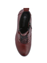 Rojo - Pavers Leather Block Heeled Lace-Up Boots - Imagen 4 de 5