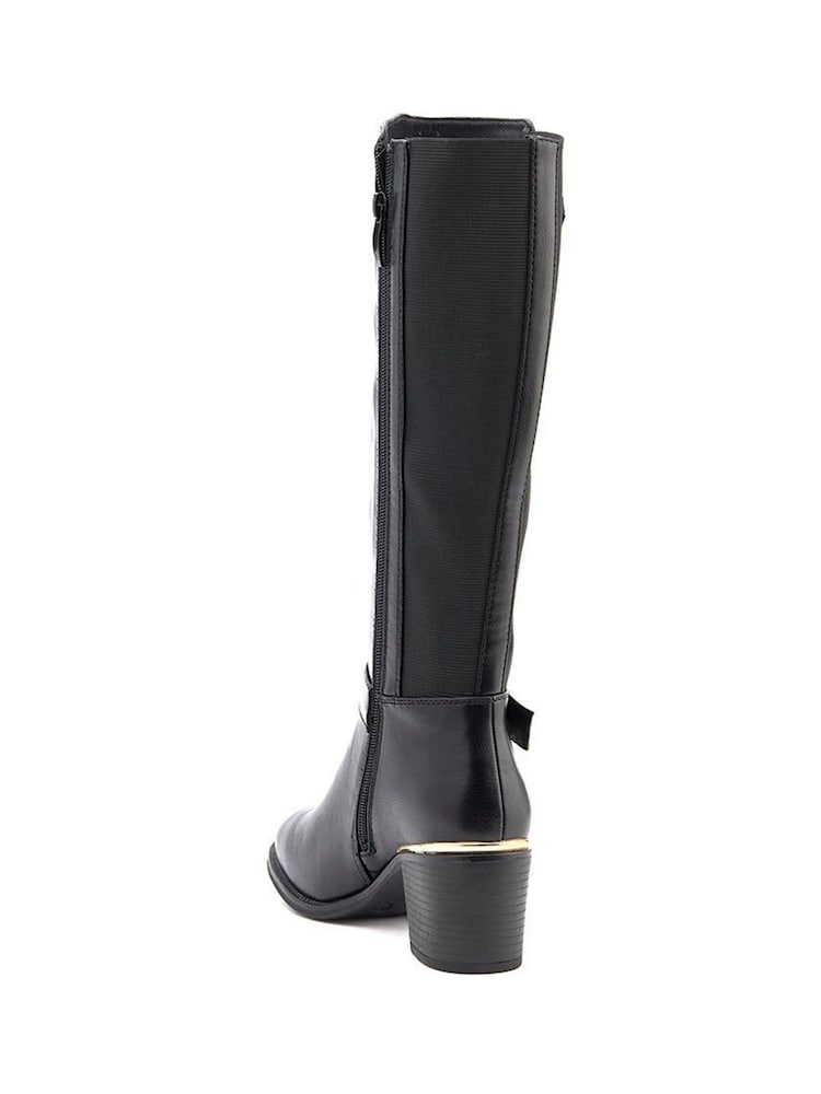 Pavers Black Buckled Long Boots - Image 3 of 3 Pavers Black Buckled Long Boots - Image 3 of 3