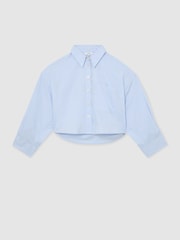 Reiss Blue Solenge Cotton Cropped Long-Sleeve Shirts - Image 2 of 6