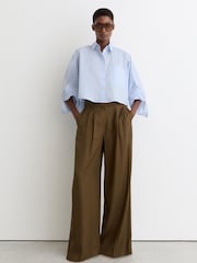 Reiss Blue Solenge Cotton Cropped Long-Sleeve Shirts - Image 3 of 6