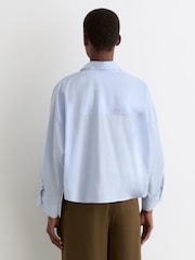 Reiss Blue Solenge Cotton Cropped Long-Sleeve Shirts - Image 5 of 6