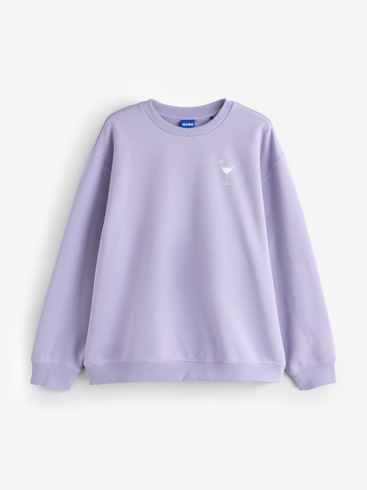 HUGO Purple Cocktail Back Graphic Jersey Sweatshirt - Image 1 of 1
