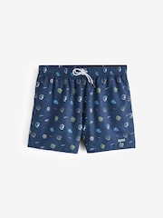 BOSS Blue Sunfish Printed Logo Swim Shorts - Image 5 of 5