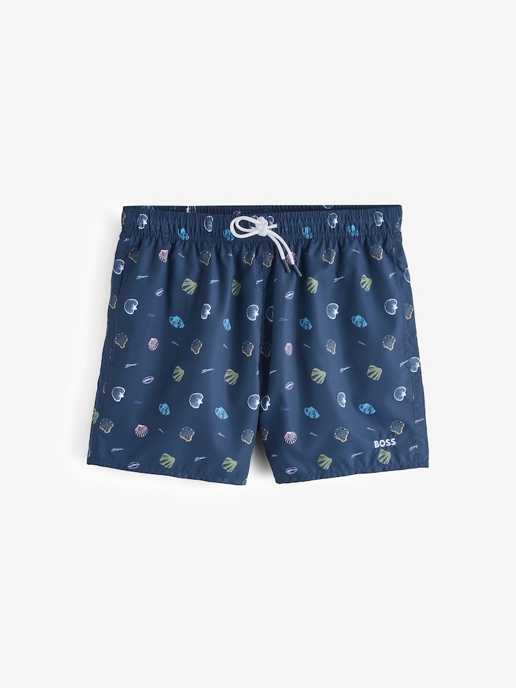 BOSS Blue Sunfish Printed Logo Swim Shorts - Image 5 of 5