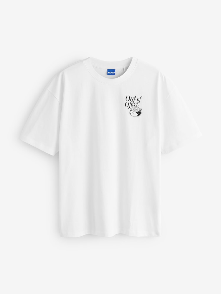 HUGO White Oversize Back Graphic T-Shirt - Image 1 of 2