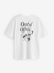 HUGO White Oversize Back Graphic T-Shirt - Image 2 of 2