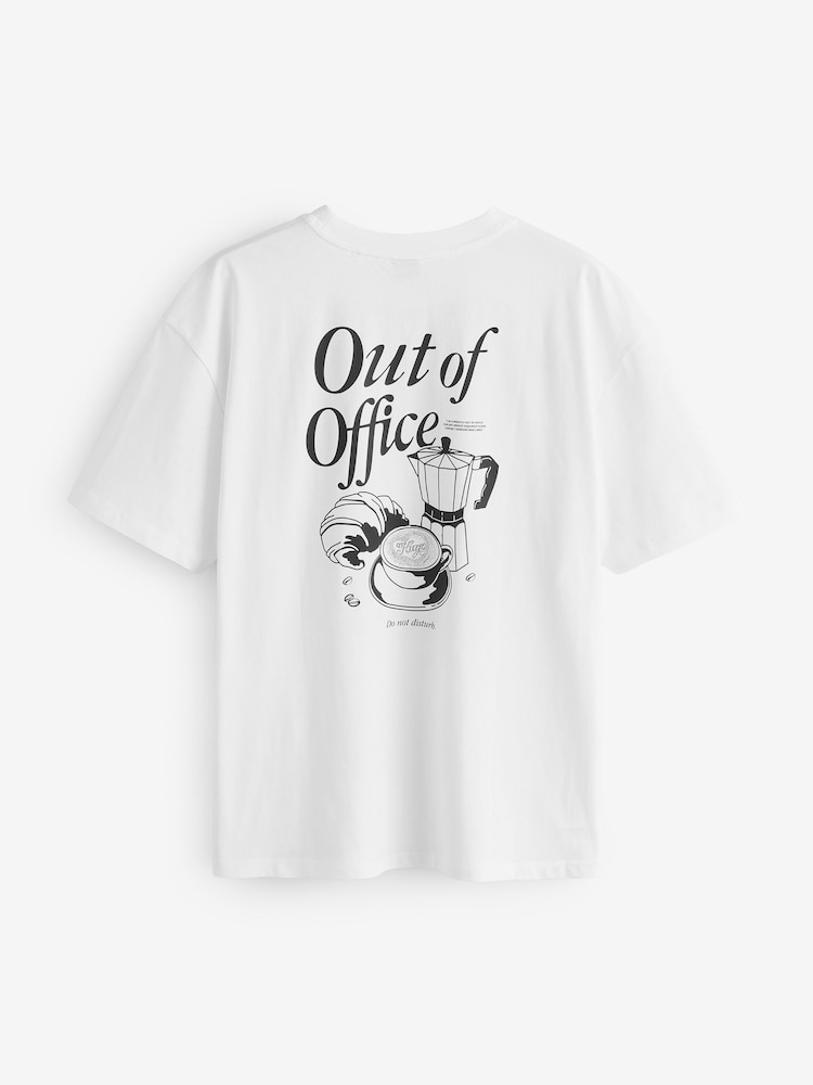 HUGO White Oversize Back Graphic T-Shirt - Image 2 of 2