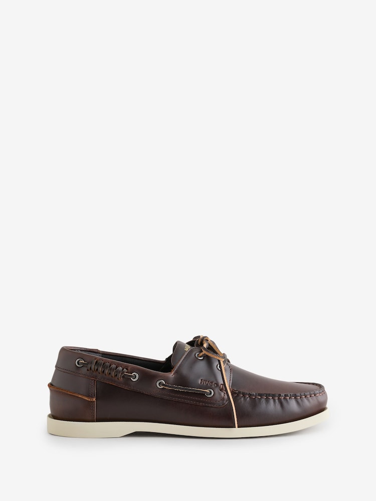 HUGO Brown Darcy Leather Boat Shoes - Image 1 of 1