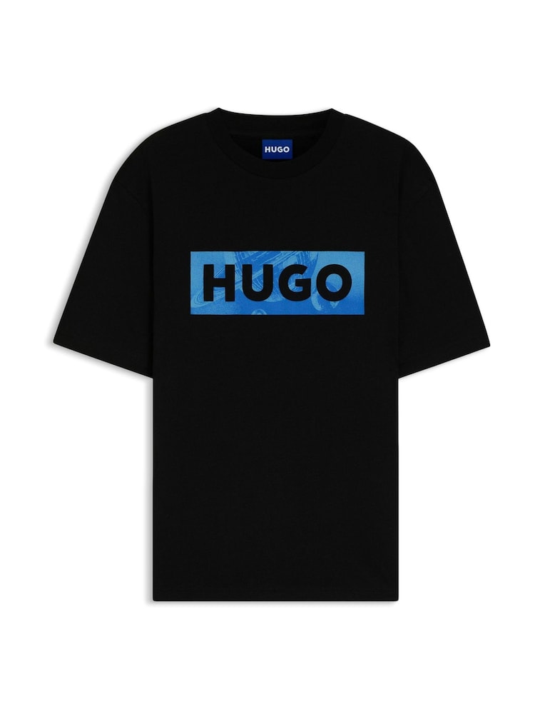 HUGO Black Nalien Box Logo Graphic T-Shirt - Image 1 of 1