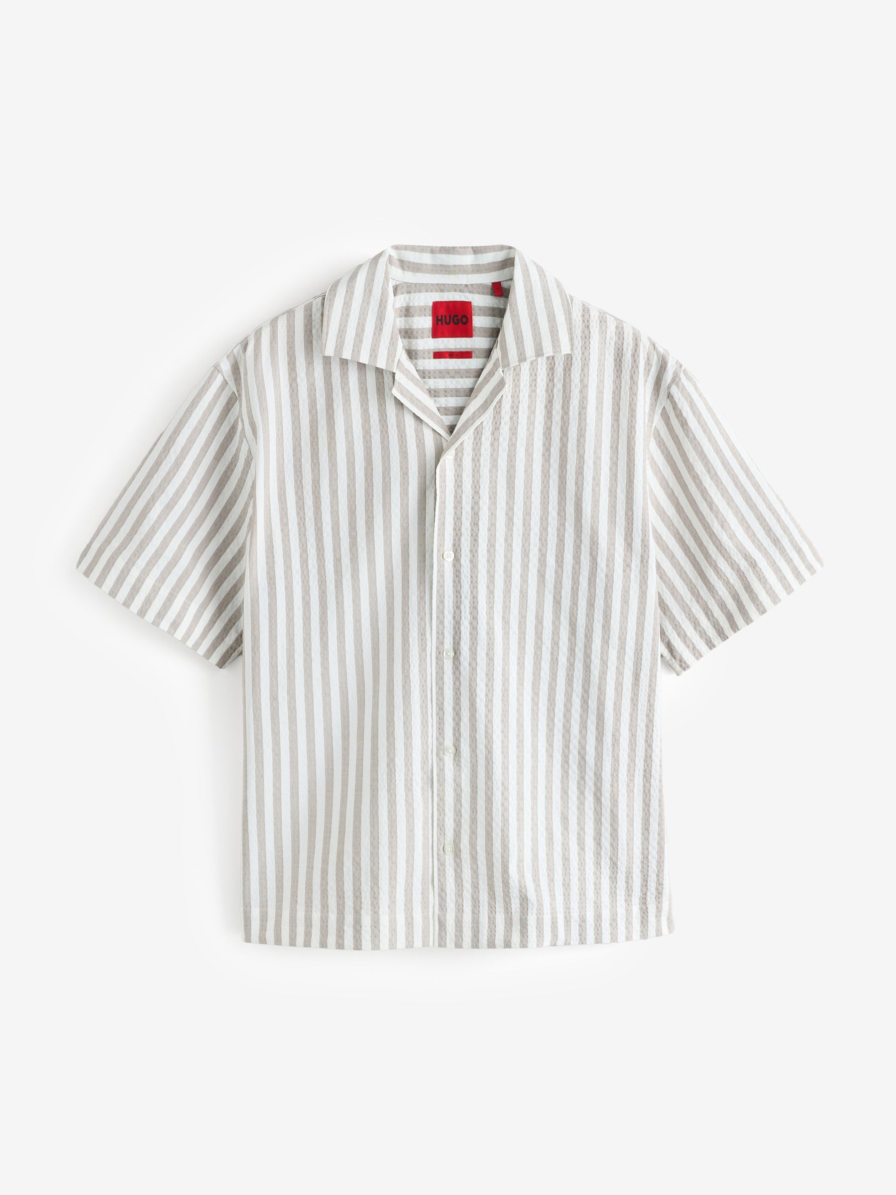 Buy HUGO Brown Espino Stripe Revere Collar Resort Shirt from the Next ...