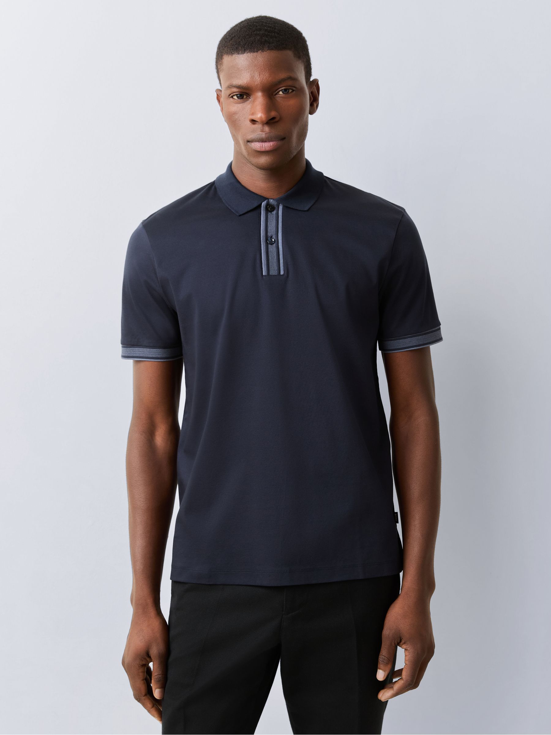 Buy BOSS Navy Blue Parlay Tipped Polo Shirt from Next USA