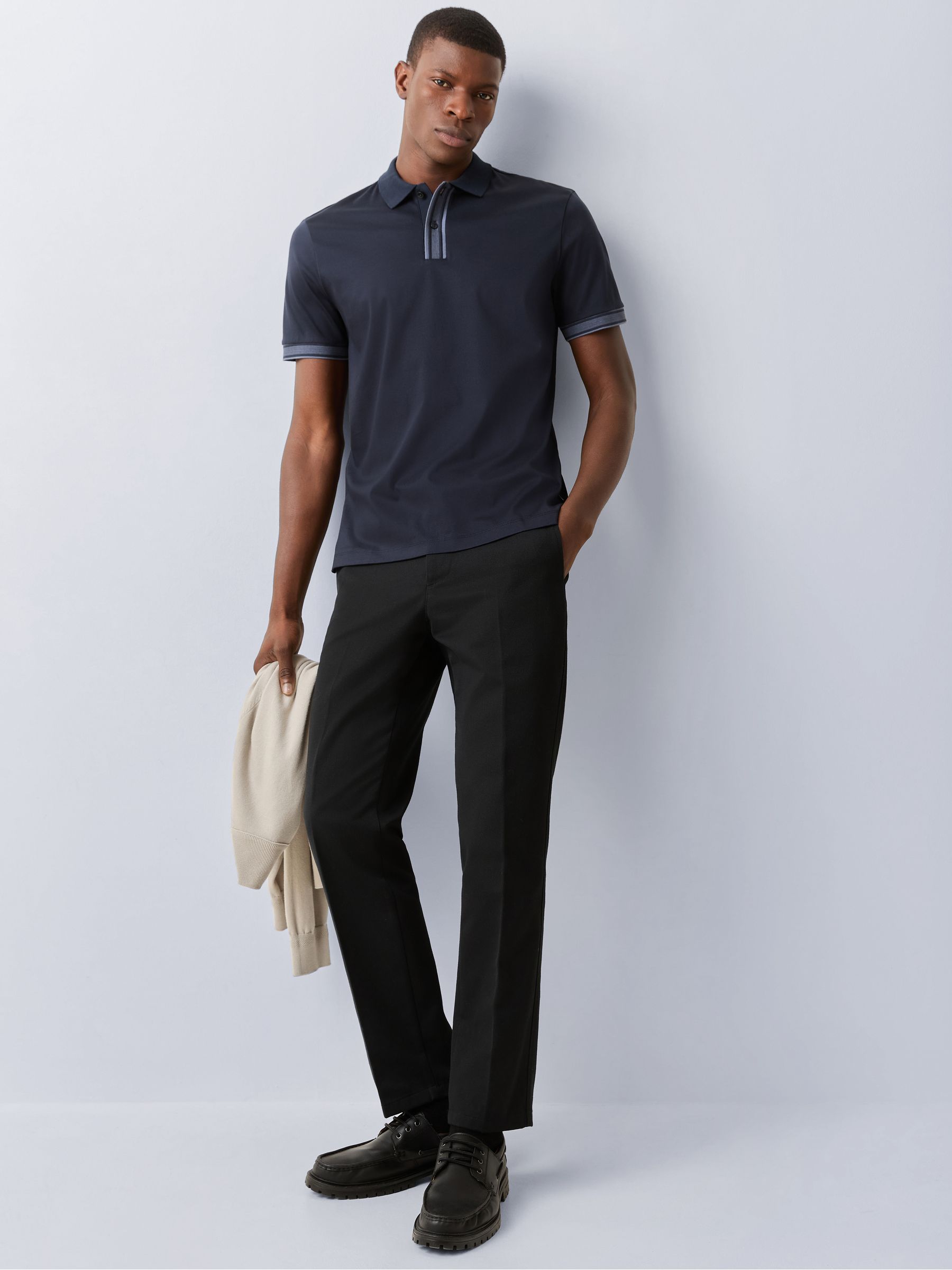Buy BOSS Navy Blue Parlay Tipped Polo Shirt from Next USA
