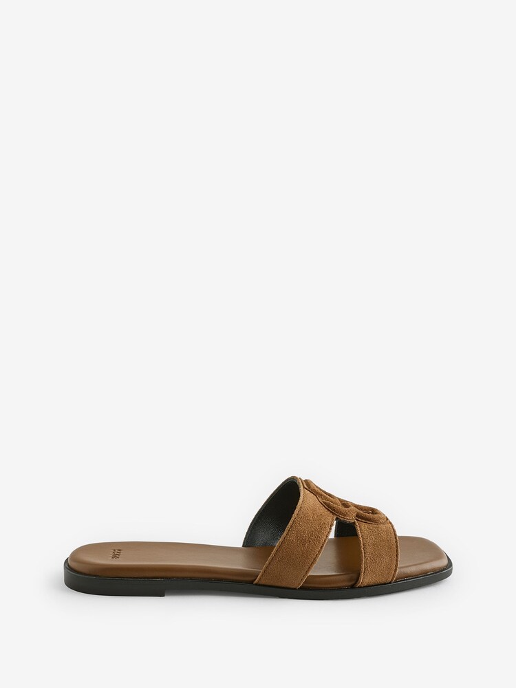 BOSS Brown Charlize Slip On Double Suede Sandals - Image 1 of 1