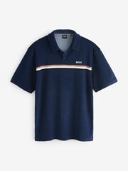 BOSS Blue Iconic Towelling Logo Polo Shirt - Image 1 of 1