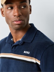 BOSS Blue Iconic Towelling Logo Polo Shirt - Image 4 of 5