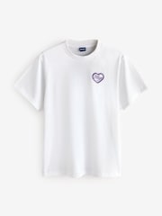 HUGO White Vintage Heart Graphic T-Shirt - Image 1 of 1