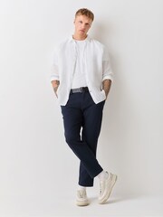 BOSS White Relegant Regular Fit 100% Linen Shirt - Image 2 of 5