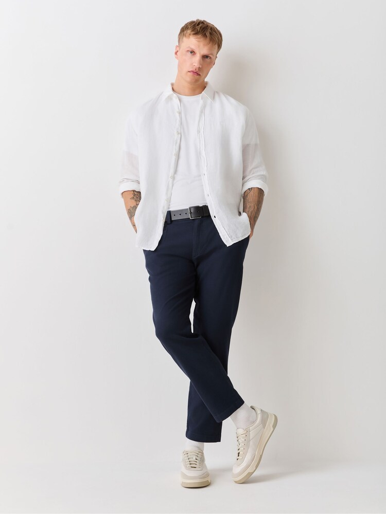 BOSS White Relegant Regular Fit 100% Linen Shirt - Image 2 of 5