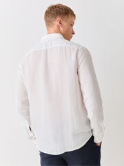 BOSS White Relegant Regular Fit 100% Linen Shirt - Image 3 of 5