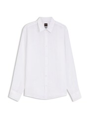 BOSS White Relegant Regular Fit 100% Linen Shirt - Image 5 of 5