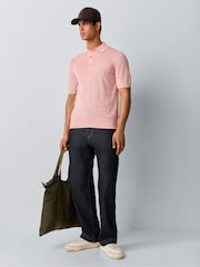 وردي - BOSS Narciso Regular Fit Trophy Neck Knitted Polo Shirt - Image 2 of 6