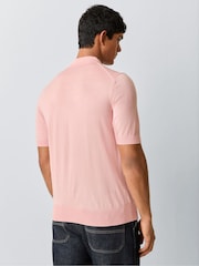 وردي - BOSS Narciso Regular Fit Trophy Neck Knitted Polo Shirt - Image 3 of 6