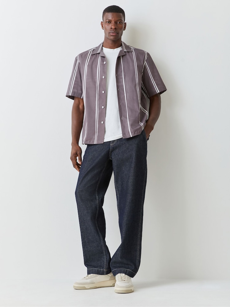 BOSS Grey Relaxed Fit Stripe Shirt - Image 2 of 6