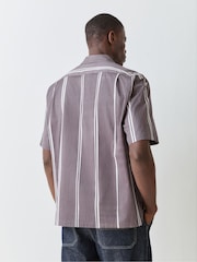 BOSS Grey Relaxed Fit Stripe Shirt - Image 3 of 6