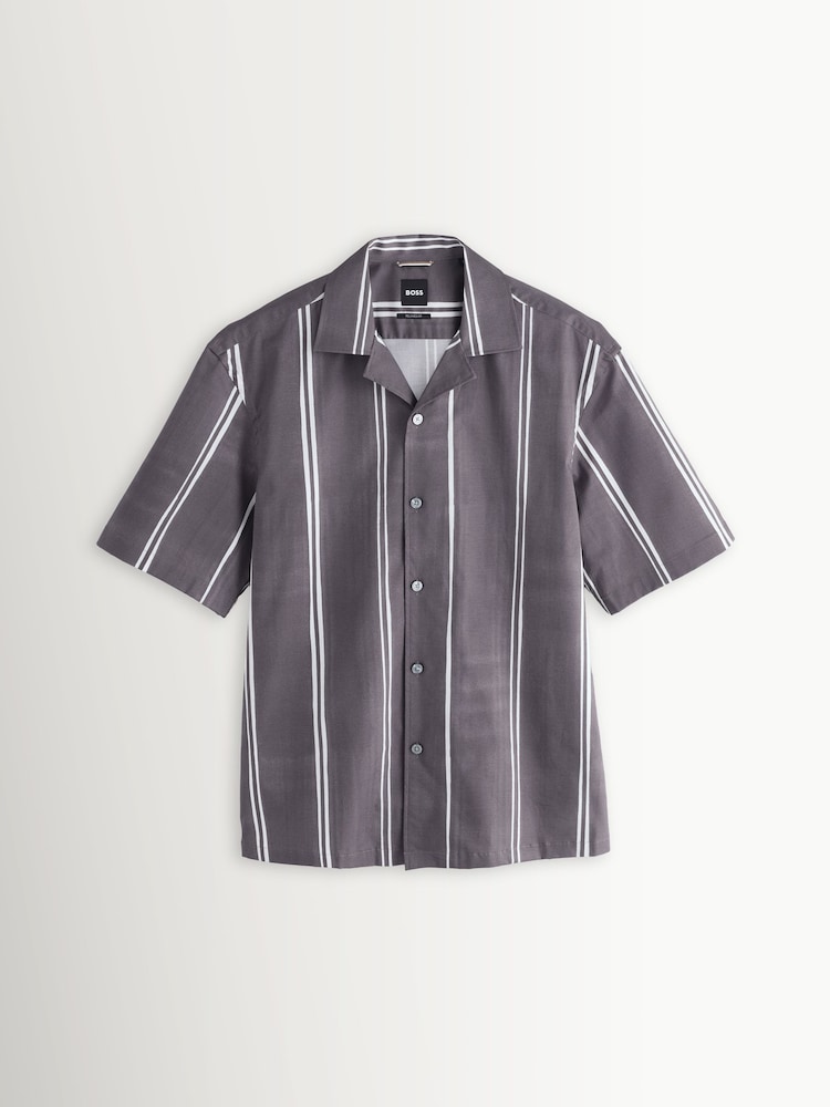 BOSS Grey Relaxed Fit Stripe Shirt - Image 6 of 6