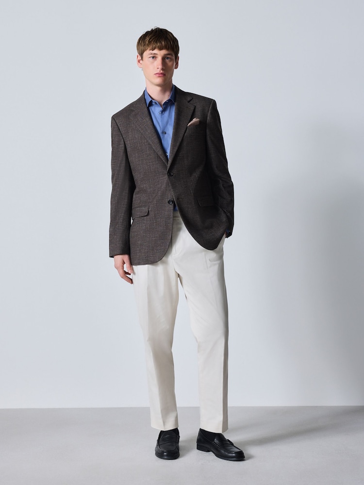 Chocolate Brown Regular Fit Textured Blazer with Wool - Image 2 of 6 Chocolate Brown Regular Fit Textured Blazer with Wool - Image 2 of 6
